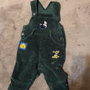Vintage 90’s Disney Green Mickey Corduroy Overalls